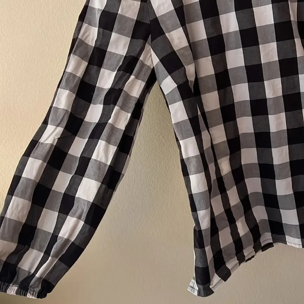 J. Crew Gingham Puff Sleeve Oversized Blouse Size 00